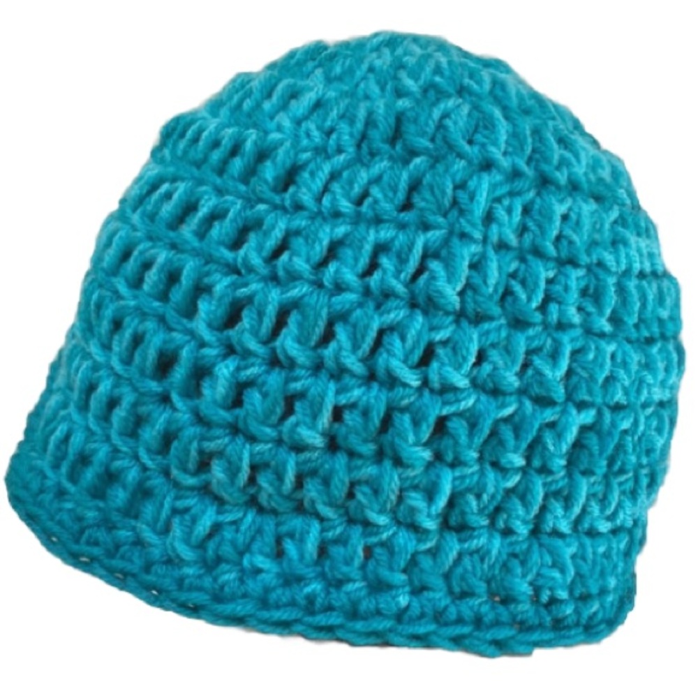 BEANIE HAT Teal Thick Yarn Handmade Crochet UNISEX One Size Fits Most
